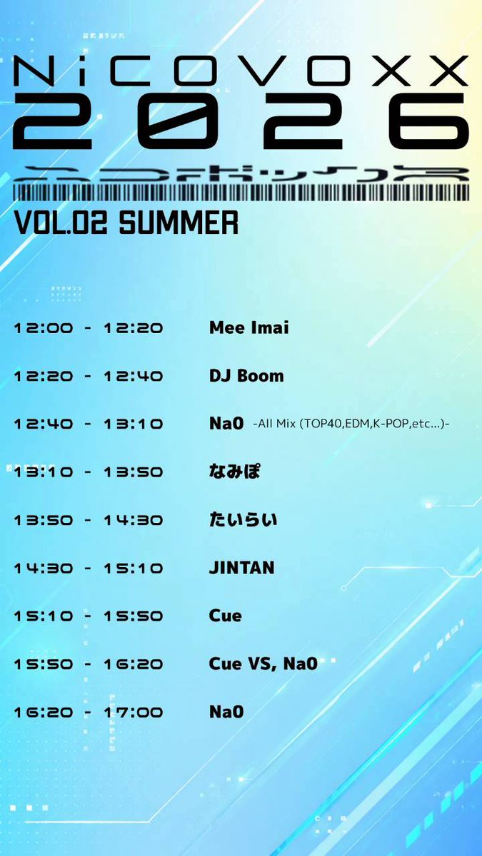 25voxx_'s tweet photo. Nicovoxx 2026 Vol.2 今週末‼️

テキーラ500円で暑い夏を吹き飛ばそう🥃
【Promo Staff】
@mm_25bar
@HAL_nicobar

Date：2026.07.05 (SUN.) START 12:00~
at ニコバー名古屋栄店 @Nicobar_Nagoya
ADV：4,000円 DOOR：4,500円
ALL FREE DRINK

#NV2026 https://t.co/x2LThxS2Ap