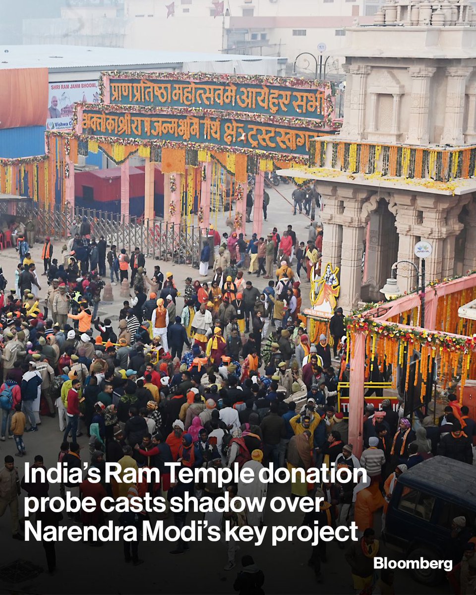 business's tweet photo. An investigation into alleged financial irregularities at a Hindu temple closely associated with Indian Prime Minister Narendra Modi is threatening to tarnish one of his party’s signature projects. Read more:  https://t.co/sZ1DvuOjLc

📷️: Prakash Singh/Bloomberg https://t.co/iNDMCM8znc