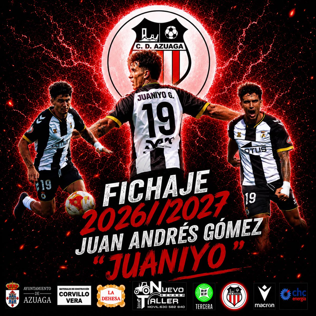 cdazuaga's tweet photo. TEMPORADA 26-27 | 3RFEF

FICHAJES ✅ 

JUAN ANDRÉS, “JUANIYO”, delantero acumula casi 50 goles en 3RFEF en la últimas temporadas en la Balona, Ciudad de Lucena,Espeleño y Sevilla C. Con el Xerez anotó 4 tantos en 2RFEF. ¡Bienvenido a Azuaga Juaniyo! 

#UNESCUDOUNPUEBLOUNAPASION https://t.co/y2ooouMVzA