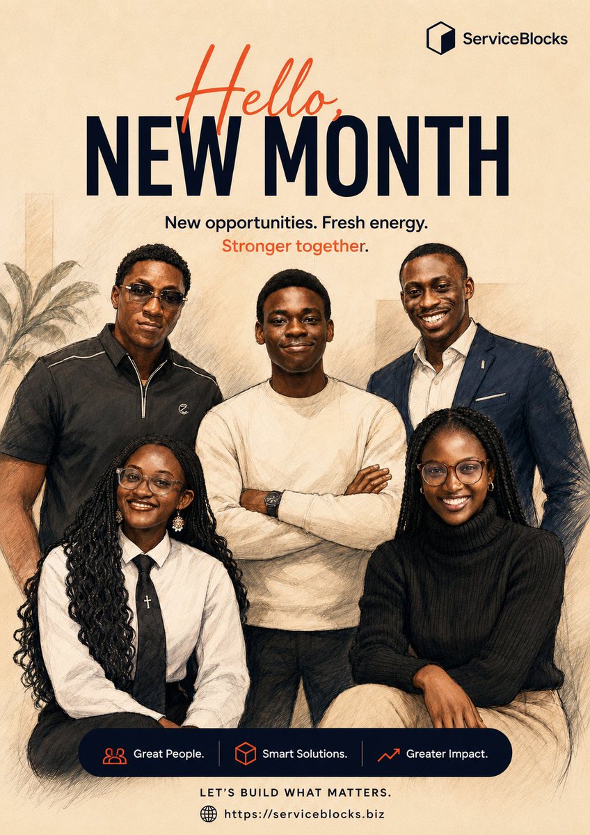 ServiceBlocks's tweet photo. Hello, New Month!
At ServiceBlocks, we're excited for another month of delivering smart solutions, creating meaningful impact, and helping businesses grow with confidence.
Let's make this month count.
Visit us: https://t.co/7r0Cywi0W2
#HelloNewMonth #ServiceBlocks https://t.co/Us03cCfUFS