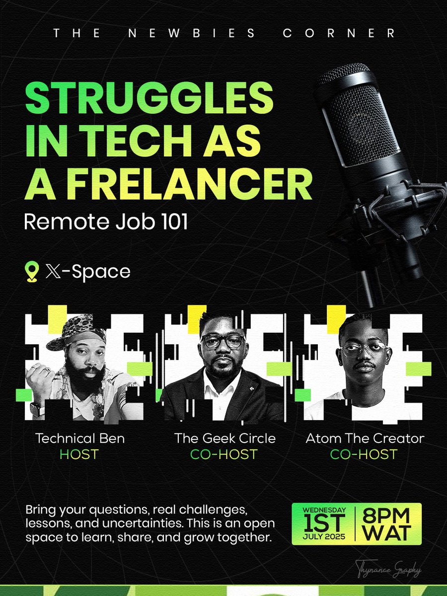 talk2thynance's tweet photo. Happy New Month to techies around the world.
it's another day to learn from those shaping the industry. I’m grateful for the value you share and one of the numerous beneficiary of your influence.
This is me supporting the journey while building in public. @TechnicalBben https://t.co/4XJbPVfIeQ