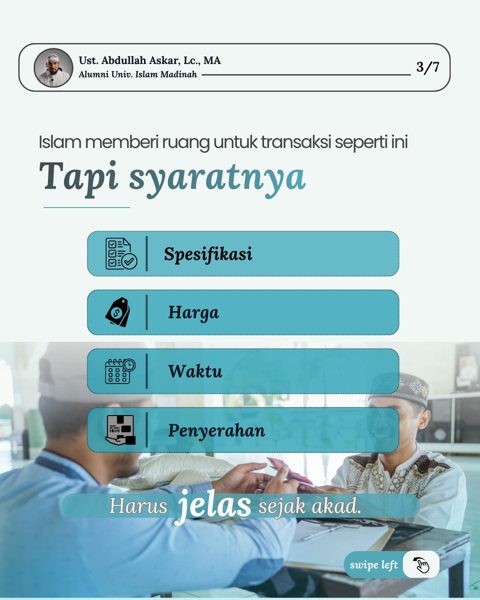 Askar_Abdullah's tweet photo. Ternyata dalam Islam, transaksi seperti ini diperbolehkan melalui akad Salam dan Istishna, selama syarat-syaratnya terpenuhi. 

Referensi: 📖 Bentuk-Bentuk Pembiayaan Islami Terjemah Makalah Universitas Aleppo Suriah Saif Hisyam Sobah Al-Fakhri https://t.co/Ltc0Gtmf8x
