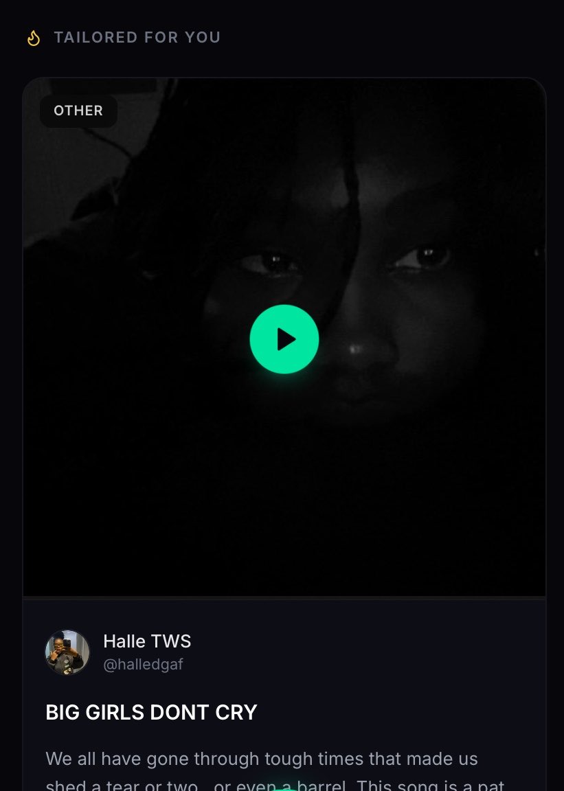 soldoutv2's tweet photo. @halle_dgaf the walking sample is crushing it this week as the artiste of the week and top 3 most sales on soldout. With her exclusive drop “BIG GIRLS DONT CRY”
🎖️LFG good music is worth buying … https://t.co/UEN5PlmyQB