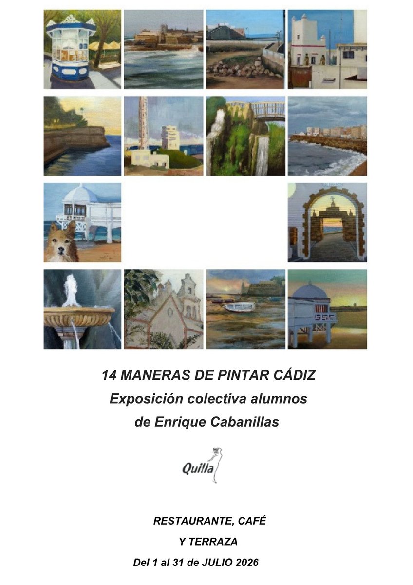 AETCadiz's tweet photo. @quillacadiz #socioaetc acoge durante todo el mes de julio una exposición colectiva de pintura, realizadas en óleo y acrílico, con Cádiz como hilo conductor e inspiración común.

🗓️ Durante todo el mes de julio
🕛 De 12:00 a 00:00 h
❌ Lunes y martes, cerrado por descanso. https://t.co/eyaaHhFZfV