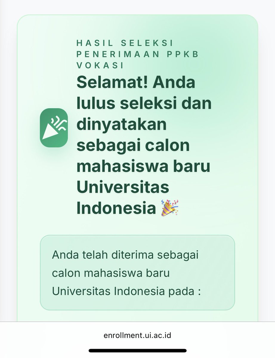 Asyi, Alhamdulillah lolos PPKB UI²⁶ tweet media