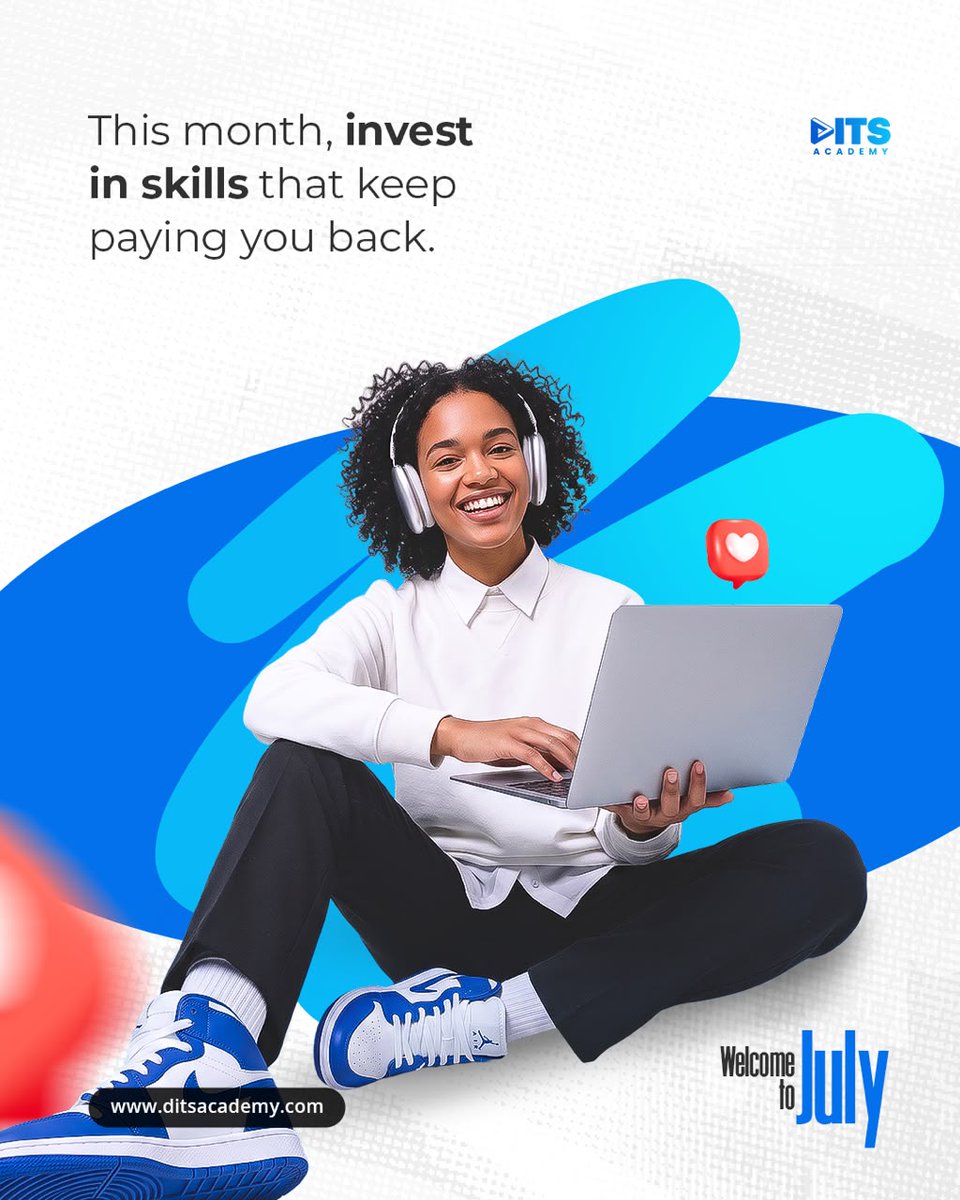 decentitservics's tweet photo. Welcome to July! 💙

Make this the month you invest in yourself. Learn a skill, build your future, and unlock new opportunities with DITS Academy. https://t.co/plaGHT99xO