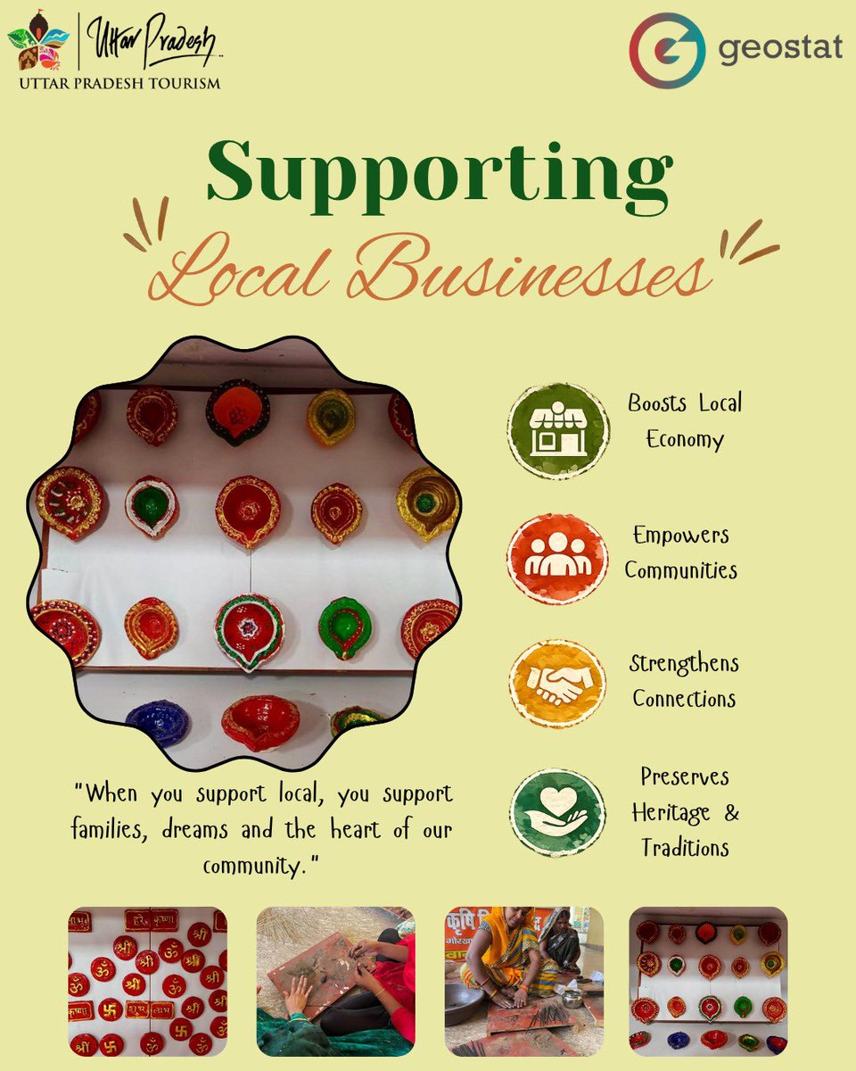 ChaukMafiUPTR's tweet photo. Supporting Local Businesses

Choosing handcrafted Gobar-based products from Chaukmafi Village supports local artisans, strengthens rural livelihoods, and promotes eco-friendly living. Every purchase helps preserve traditional skills while empowering village communities. https://t.co/4LUj5yLKxs