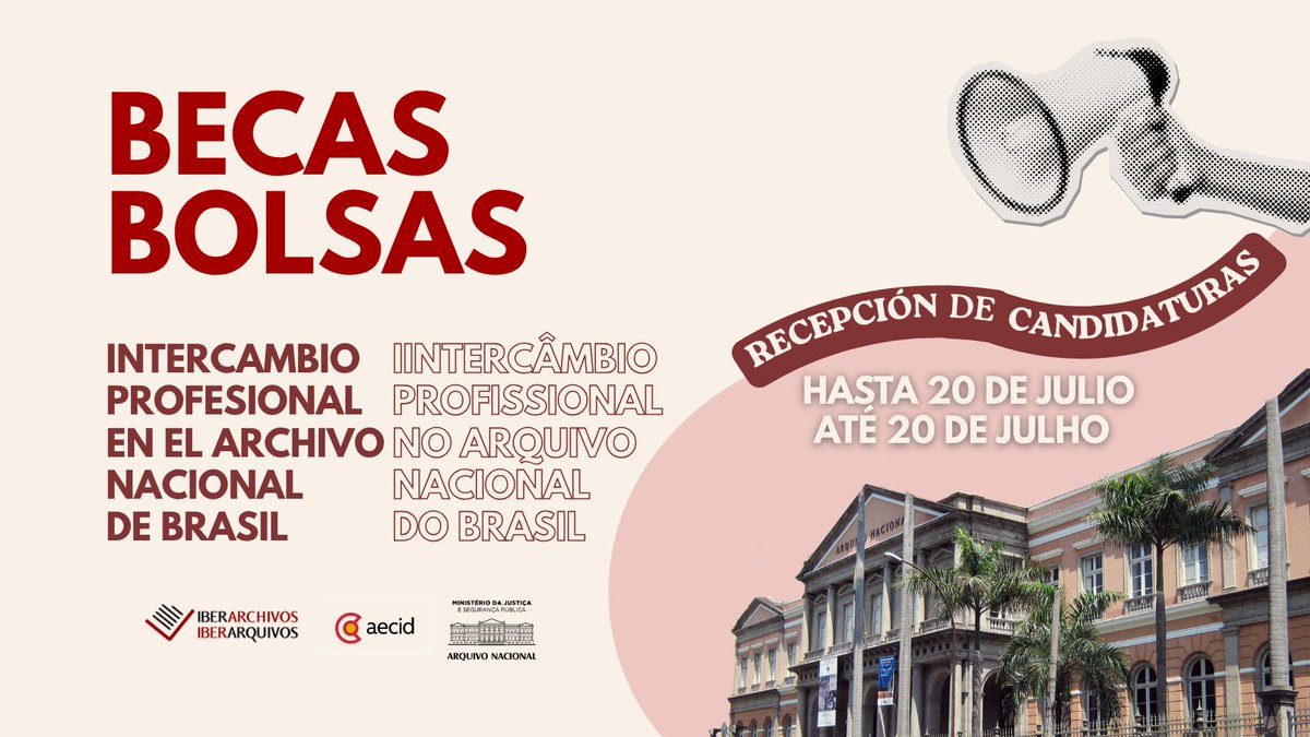 Iberarchivos's tweet photo. 📝Ya puedes presentar tu candidatura a la III Beca de Intercambio Profesional de Iberarchivos financiada por @AECID_es. 

💼Formación de dos meses en @ArquivoBrasil 🇧🇷.
📆 Hasta el 20 de julio para postularte.

Consulta las bases en  ➡️https://t.co/pypnrWBzRi https://t.co/n3OVqHSC1b