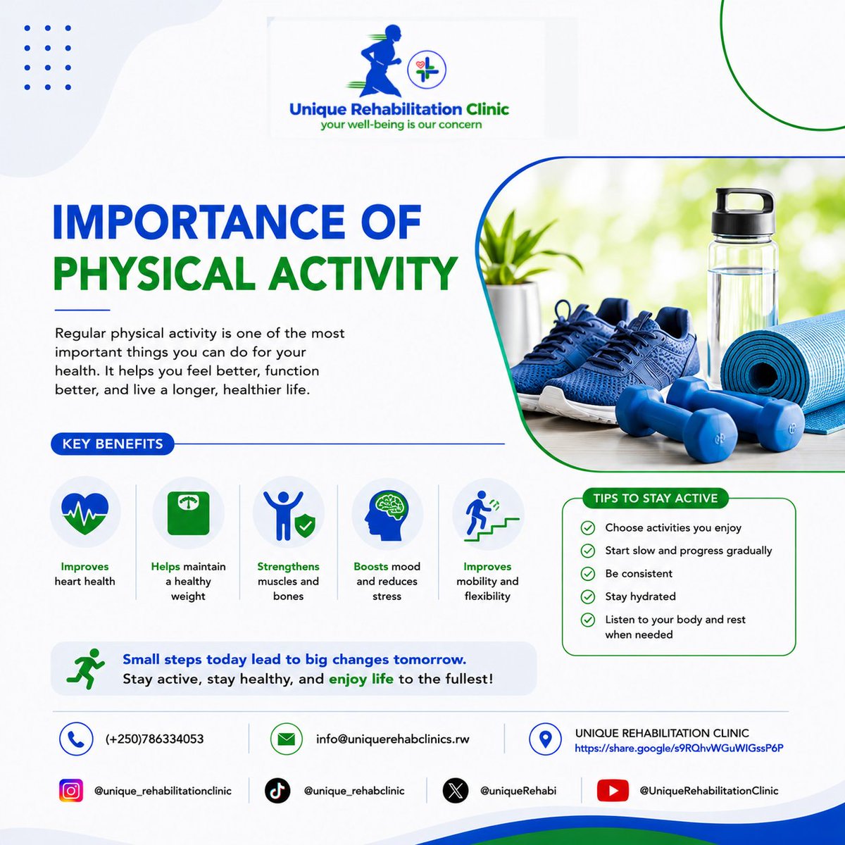 UniqueRehabi's tweet photo. Regular physical activity is the key to a longer, healthier life by boosting your heart health, strength, mood, and flexibility all at once. Start slow with activities you love, stay consistent, and remember that small steps today lead to big changes tomorrow!

#PhysicalActivity https://t.co/lxYfgJmH0M