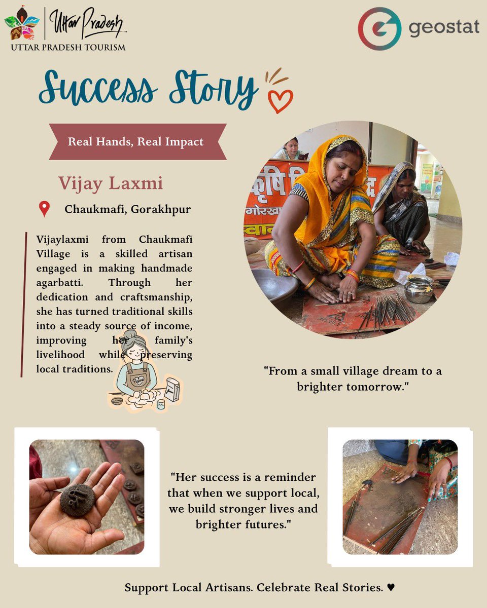 ChaukMafiUPTR's tweet photo. A Story of Skill &amp; Determination

Vijaylaxmi from Chaukmafi Village is creating eco-friendly Gobar products, turning traditional skills into a sustainable livelihood and inspiring other women to become entrepreneurs. https://t.co/hN5weorJby