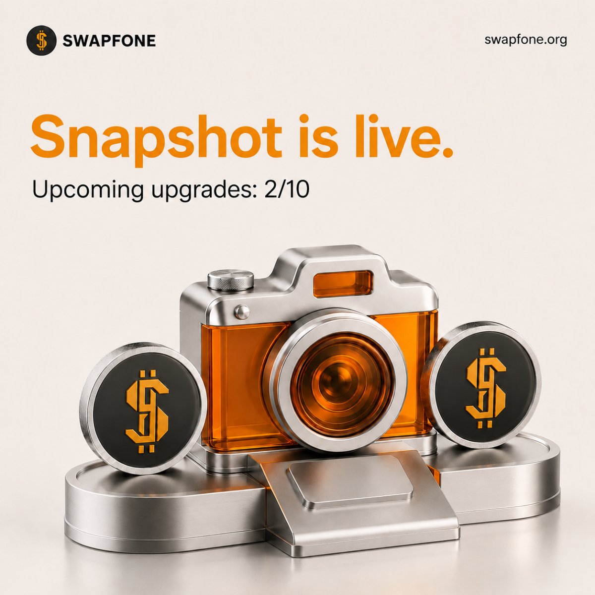 swapfone's tweet photo. Swapfone Snapshot is Live🚀

Swapfone Snapshot is the second of the mainnet upgrades coming to the Swapfone app over the next couple of weeks as we complete the testnet phase.

▪️With the help of the Swapfone Snapshot, testnet users will be able to secure their USDS allocation by gaining +1% daily and with this feature the mainnet allocation will be distributed to real users, not farming bots.

A total of 10 new features will be added, and the migration will be completed.

▪️Swapfone Snapshot is upgrade 2/10.

Another upgrade is coming this week - stay tuned.

Don’t forget to log in daily to collect all NFTs and be included in the snapshot before the mainnet launch.

📲Mine $USDS daily at https://t.co/P2ck3Gd6SK before mainnet