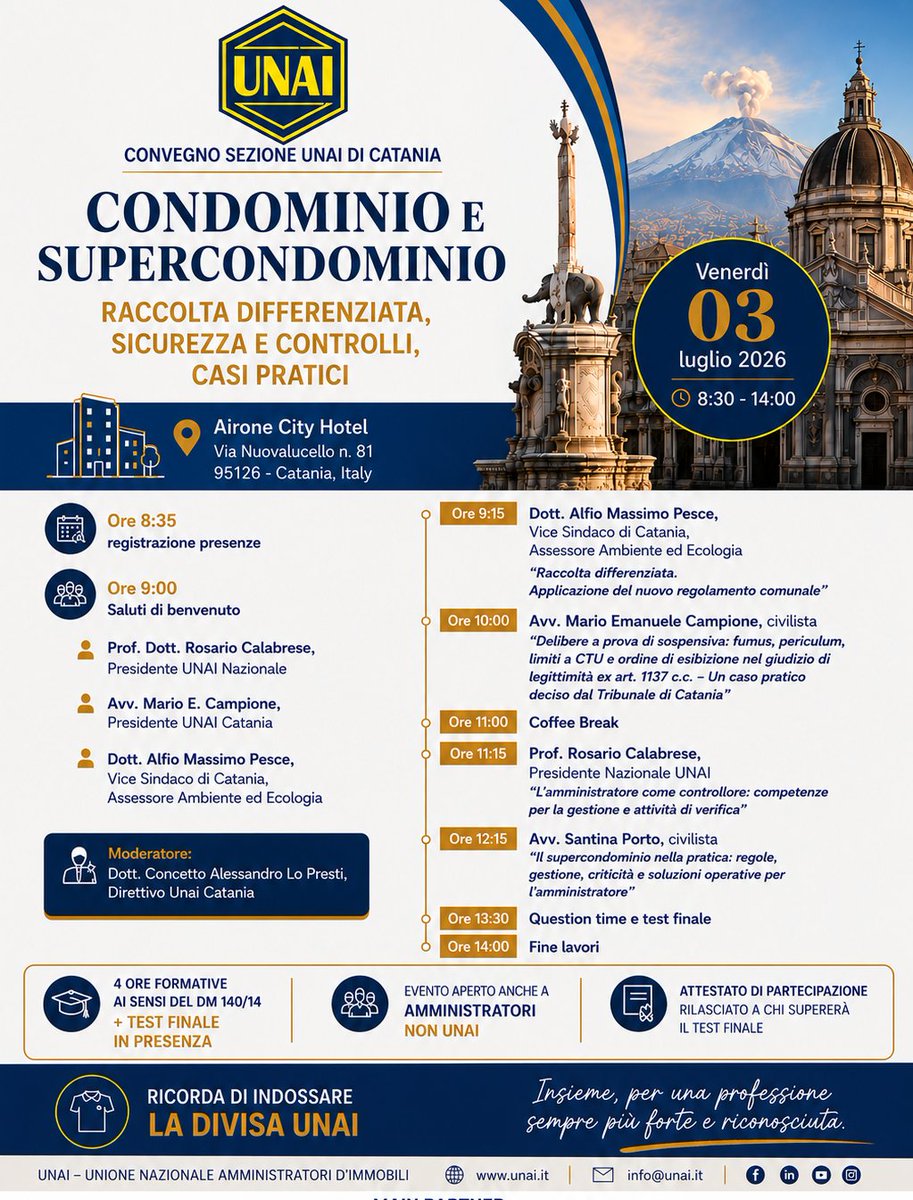 Unai_Nazionale's tweet photo. ๐๏ธ Delibera condominiale bloccata da un giudice? Un caso vero del Tribunale di Catania, venerdรฌ 3/7 al Convegno UNAI.
๐ Airone City Hotel, Catania
โฐ 8:30-14:00
โ
4 ore formative + attestato
๐ฅ Aperto anche a non UNAI
๐ฉ info@unai.it
#UNAI #Condominio #Catania https://t.co/wKLfHJuy9I