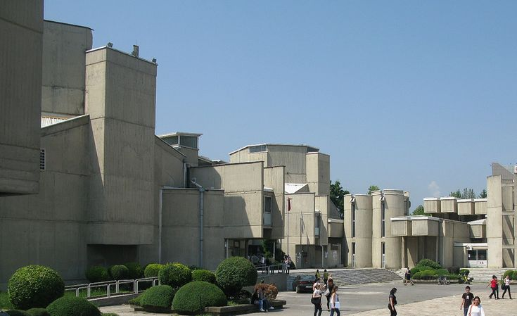 YugoslavVisuals's tweet photo. Saints Cyril and Methodius University of Skopje campus, designed by Marko Mušič and completed in 1974. https://t.co/kZPG9zmPhE