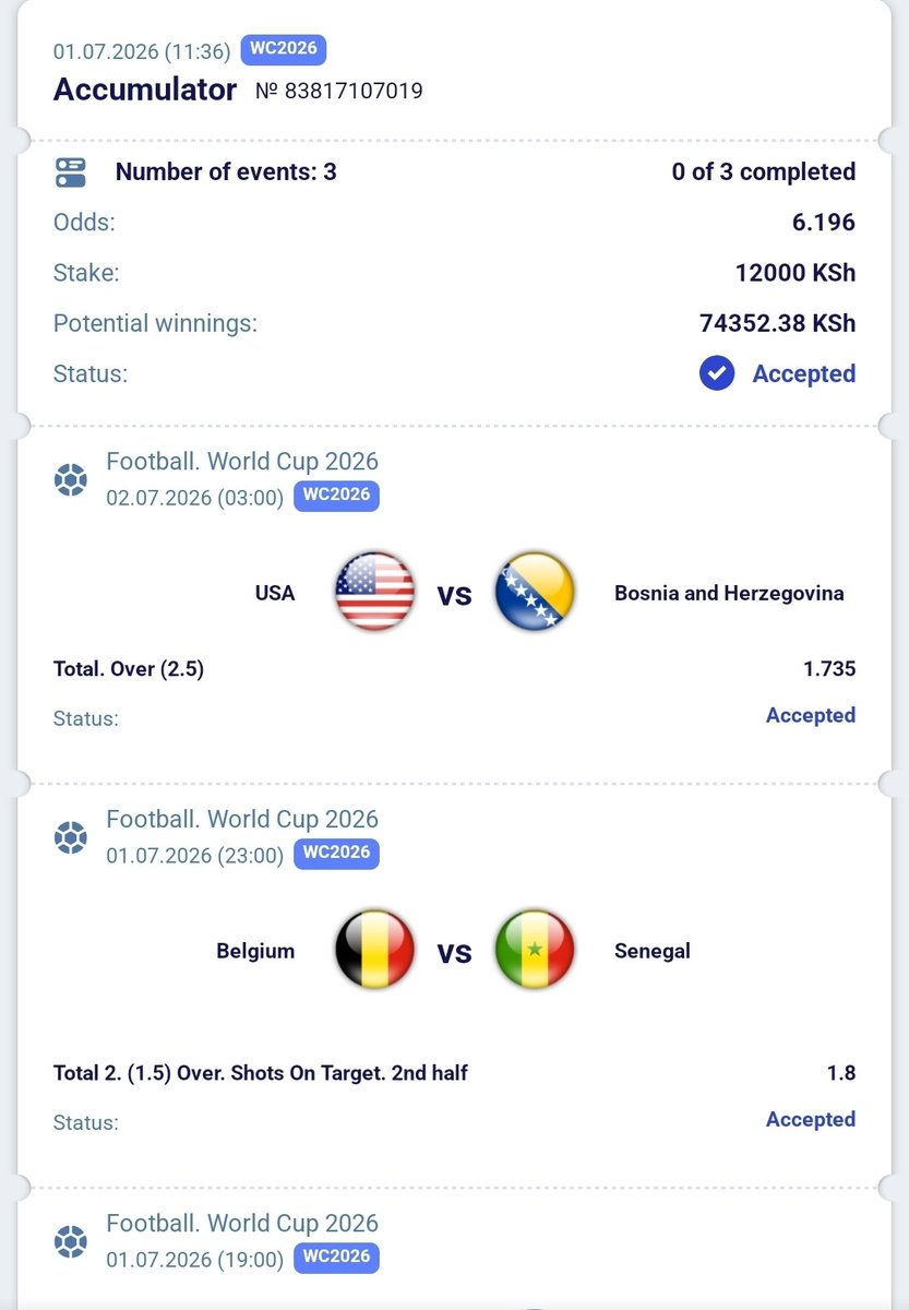 Bahda_254's tweet photo. #PARIPESA

TODAY'S WINNING WORLD CUP SLIP✅✅💥

JOIN PARIPESA TO GET 100% BONUS✅

Promocode: TRAVIS1

Create acc👉 https://t.co/C9m64FS6OA

Download app👉 https://t.co/C06J9ukqg7

CODE: RA26S https://t.co/FjJn7pe0TL