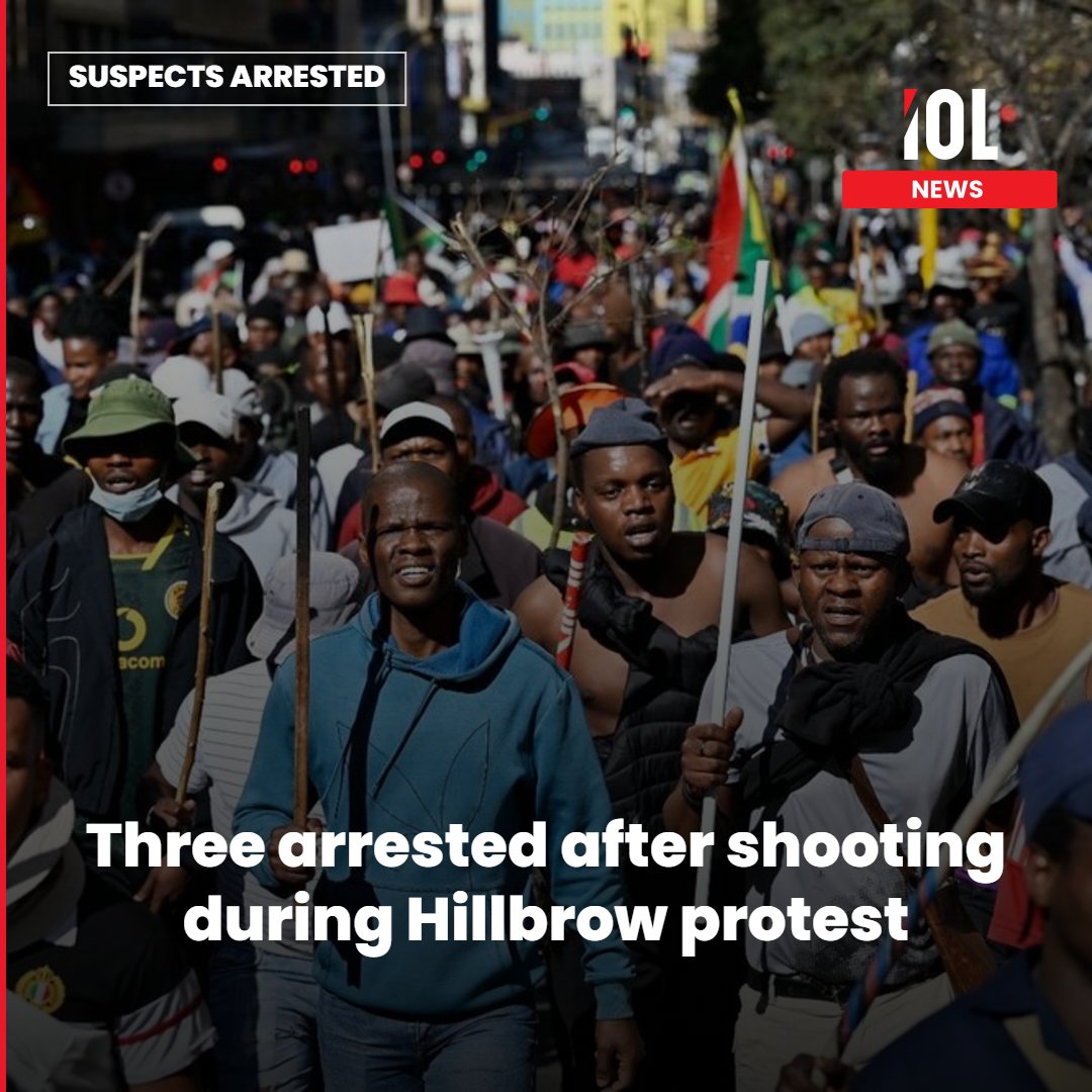 IOL's tweet photo. Gauteng police have confirmed that they arrested three suspects after two people, including a 17-year-old, were shot during a protest in Hillbrow.
Read on https://t.co/jLVlfUGxBG
#news #GautengPolice #ThreeSuspectsArrested #HillBrowShooting #June30Protests https://t.co/s1vzuERg0B