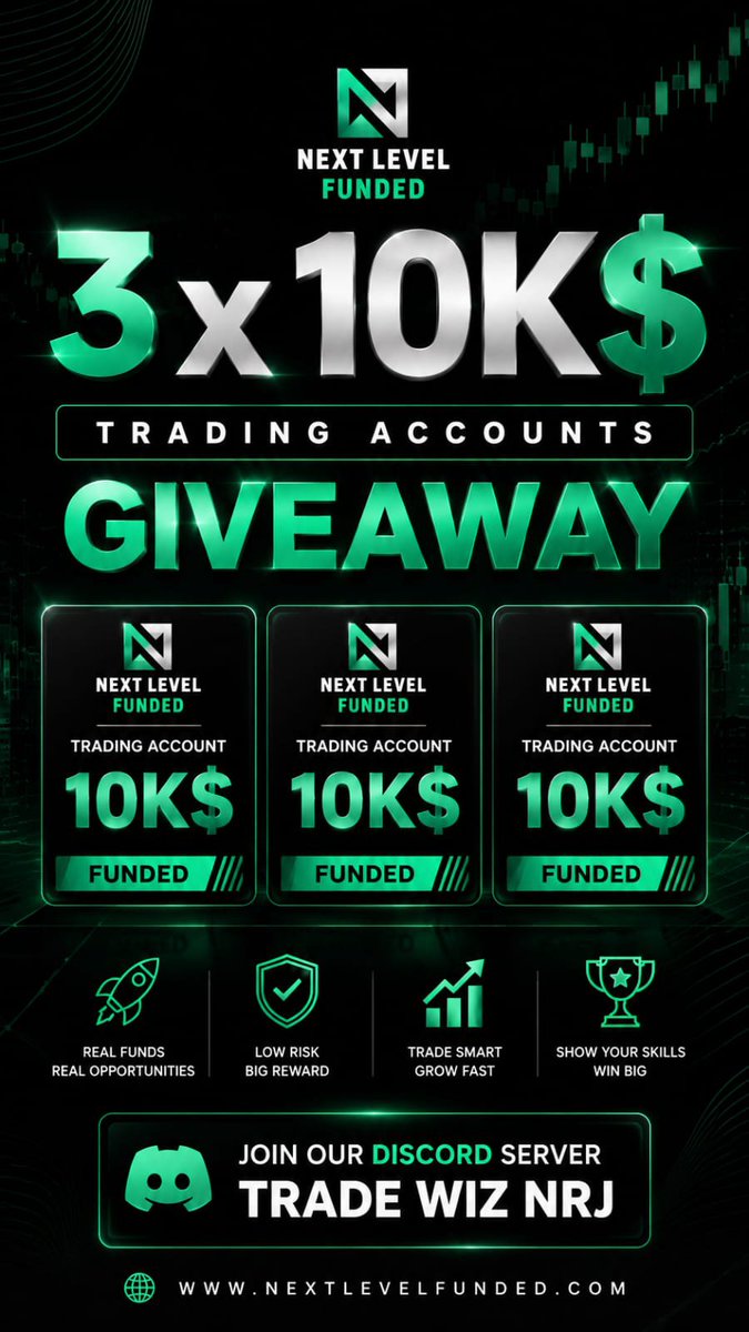 prashant_forex's tweet photo. Want to win a $10K Funded Account? 🚀
Complete these 4 simple steps

✅ Follow @nrj_wiztrade
✅ Repost this post
✅ Comment why you deserve this giveaway and how this funded account will help your trading journey 💬
✅ Join our Discord (Link in Bio)

🏆 3 Winners will be selected https://t.co/IlwuCgvcEs