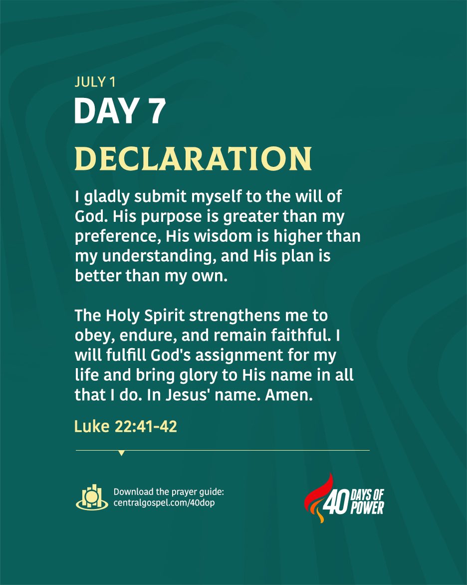 MensaOtabil's tweet photo. You will fulfill God's assignment for your life and bring glory to His name in all that I do. In Jesus' name. Amen.

#40DaysOfPower
#WeAreICGC https://t.co/sUD31BAmmj