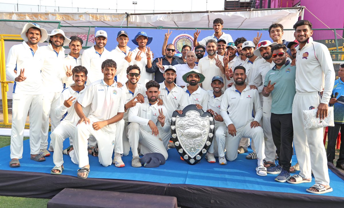 CricketRaj's tweet photo. Sikar’s cricketing excellence shines! After securing the prestigious COLVIN SHIELD trophy, This victory is a testament to the unwavering dedication, resilience and brilliance of our champions. 🏏🏆
.
.
.
#colvinshield #sikar #rca #champions #winners https://t.co/bS3VIvDijK