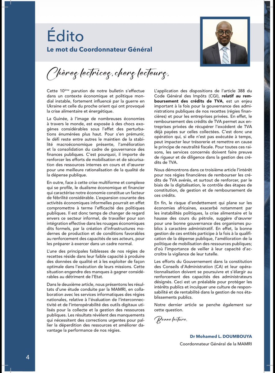 MAMRI_GN's tweet photo. #BIMRI 10 | Le Mot du Coordonnateur Général
Dr Mohamed L. DOUMBOUYA
#CriseGéopolitique
#InterconnexionDesRégies
#CréditsdeTVA
#LeCA
👇🏾👇🏾👇🏾 https://t.co/pDElH1l2nQ