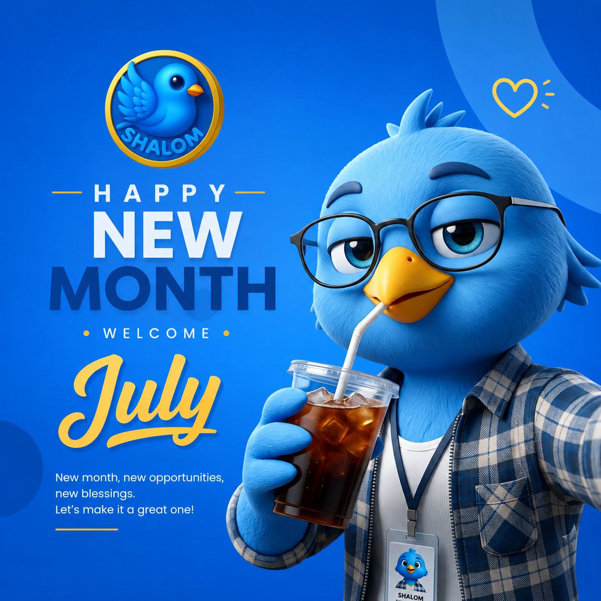 Shalom_Token's tweet photo. Welcome to July 🕊️ 

This month, let’s continue spreading peace, community, and good vibes. The Shalom Movement is just getting stronger; one step at a time. 

Cheers to a month of growth and connection. #ShalomJuly https://t.co/ICTbdKUTQI