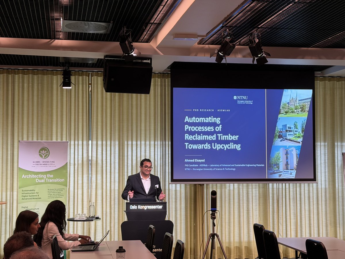CIRCULess's tweet photo. 🎉 CIRCULess at the GCS Industry Event

👉CIRCULess was delighted to participate in the Global Consulting Sustainability AS Construction Materials Industry Event, where three of our PhD researchers showcased different aspects of the CIRCULess project and shared how our research is helping advance circular solutions for the construction sector.

🎤 Our presenters:

🔹 Ahmed Elsayed (Norwegian University of Science and Technology (NTNU) / ASEMlab)
🔹 Chrysoula Tzina (Norwegian University of Science and Technology (NTNU) / ASEMlab)
🔹 Henrik Jakobsen (Norwegian University of Science and Technology (NTNU) / ASEMlab; Gjøvik Kommune)

💬 The event held on the 29th of June sparked engaging discussions with participants from research, industry, and the public sector. One particularly interesting question focused on how reclaimed timber in the CIRCULess project could be better classified according to characteristics such as knots, nails, and other impurities to make sorting and upcycling processes more efficient.

🤝 A real highlight of the event was seeing knowledge exchanged across projects. Experts from the SirkTRE and CIRCWood projects shared valuable experiences with our researchers, including suggestions on using simulation techniques to better understand the chemical properties of reclaimed timber. These conversations demonstrated the value of bringing together complementary projects to exchange ideas, learn from one another, and identify new opportunities for collaboration♻️.

👏 A big thank you to Global Consulting Sustainability AS (GCS) for organizing such a successful event and to everyone who participated, asked insightful questions, and contributed to the lively discussions.

Together, we are building stronger connections between research and industry to accelerate the transition towards a more circular and sustainable construction sector.

#CIRCULess #CircularEconomy #CircularConstruction #EUProjects #Collaboration #ConstructionMaterials #TimberReuse #Innovation #Research #Sustainability #HorizonEurope