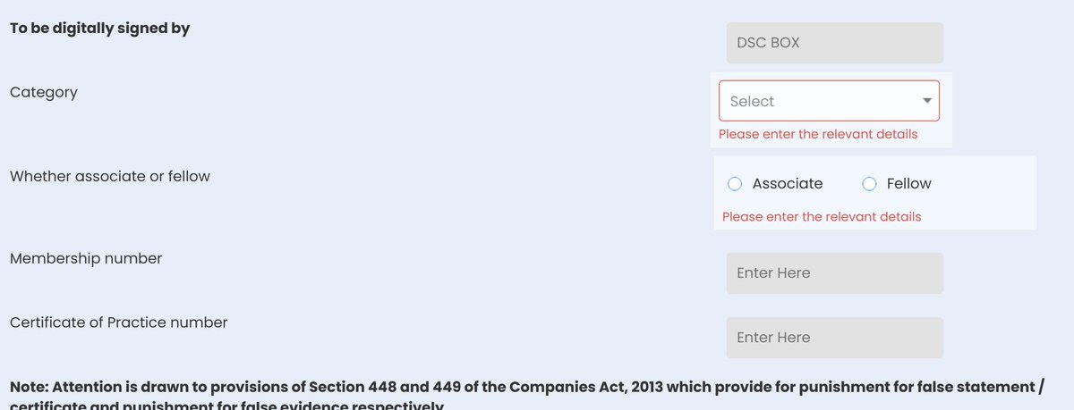 fca_arvind's tweet photo. @MCA21India I am unable to select category or associate/fellow. Now I had to start form preparation from the beginning. OTP also getting time. Due to such issues with portal, we loose professional time. I request you to please validate these. https://t.co/Vm6XBrJNJT