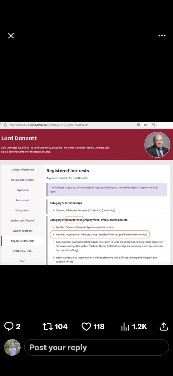 soclp_uk's tweet photo. 🚨Lord Dannatt was on the telly all day yesterday spouting 'spend more on war' rubbish. What wasn’t said, he's on the payroll of a US arms firm and has been caught out abusing his position in the Lords to lobby for a company he was working with. https://t.co/AeIVg4ExSi