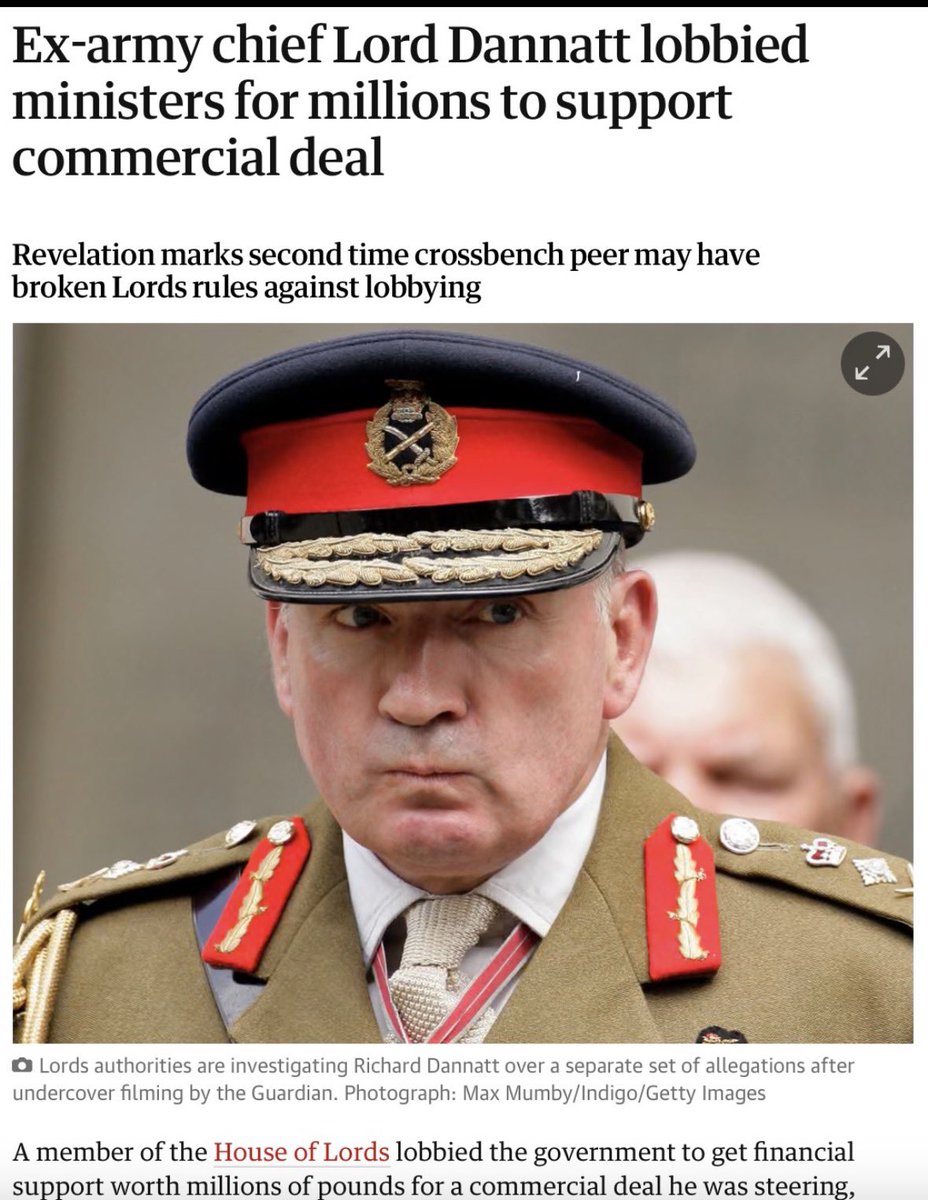 soclp_uk's tweet photo. 🚨Lord Dannatt was on the telly all day yesterday spouting 'spend more on war' rubbish. What wasn’t said, he's on the payroll of a US arms firm and has been caught out abusing his position in the Lords to lobby for a company he was working with. https://t.co/AeIVg4ExSi