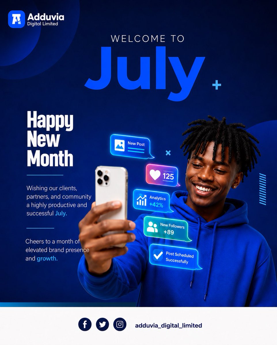 adduvia's tweet photo. Happy New Month to our amazing clients, partners, and community. We can’t wait to create, grow, and win with you this July.

Cheers to an elevated brand presence and a successful month ahead! 

#AdduviaDigitalLimited #HappyNewMonth     #DigitalMarketingAgency https://t.co/1p72KPK9WB