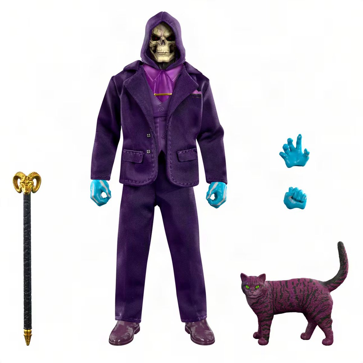 preterniadotcom's tweet photo. Official product shots of the Mattel Masters Of The Universe Chronicles Dream Date Skeletor with Soft Goods Suit &amp; Cat.

No word yet on where this is supposed to be sold. https://t.co/8Z3BIQRSPC