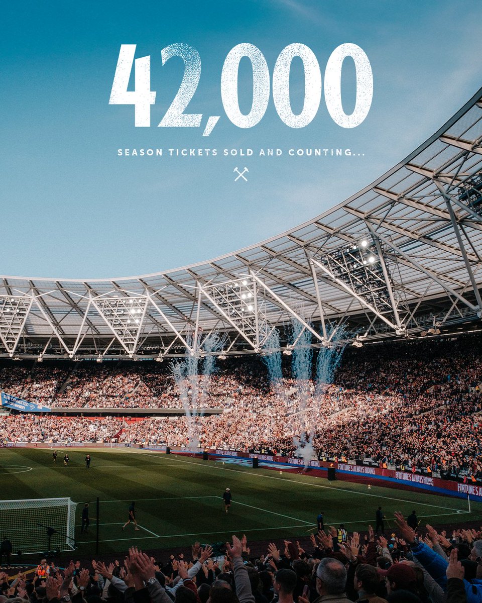 WestHam's tweet photo. 42,000 of you ❤️

The Club would like to thank every supporter who has already secured their seat. Your backing will play a vital role in the journey ahead.

If you haven't renewed yet, now is the time.