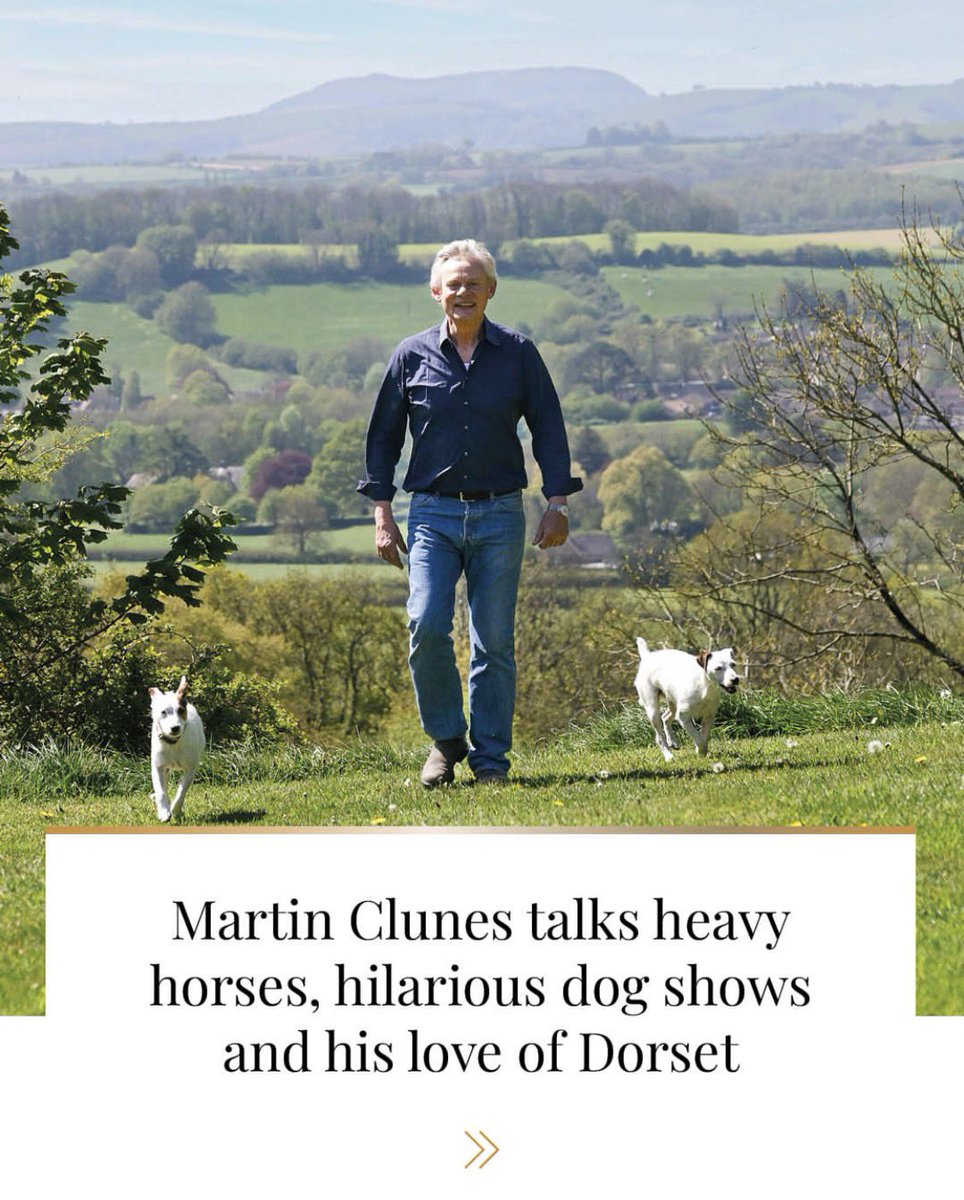 Docmartinclunes's tweet photo. I’m opening up about life on the farm, from caring for magnificent heavy horses to planning hilarious dog show antics and the joyful Buckham Fair in the Dorset countryside.🌅

Discover more of my Dorset life and local favourites in the latest issue of Dorset Magazine. #dorset https://t.co/rJcjhMPuAi