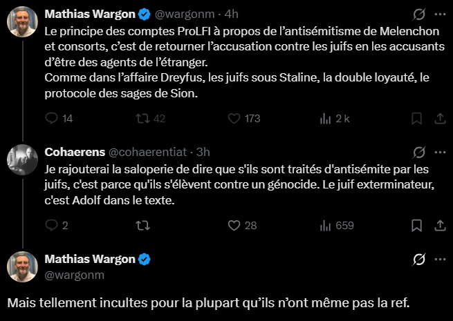 mezigus's tweet photo. Erner diffuse 1 montage faussant le contexte pour prouver fallacieusement l'antisémitisme de Mélenchon comme Le Pen père, montage digne des pires complotistes
Tt le monde dénonce mais les champions du combat contre l'antisém accusent LFI de reprendre Hitler 👇
Gros malades ! https://t.co/OsZAWO1HZF