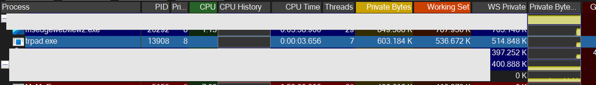 MarioLiljan's tweet photo. @davepl1968 Really awesome stuff. @davepl1968  Any idea why Process Explorer would report this simple 2k binary as 600M Private Bytes and 536M Working Set? (Windows 11)
https://t.co/9XEH45kbob https://t.co/8g81C9bwRh
