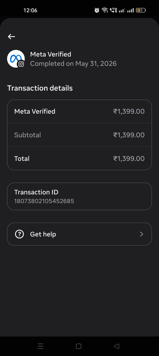 truthby_public's tweet photo. Scam fraud,@GooglePlay @Meta @Instagram I'm stuck between Google Play and Meta. I was charged ₹1,399 for Meta Verified after a free trial and both companies keep directing me to each other. Please escalate my case to a human support team and help resolve this. https://t.co/nrE4MlPgex