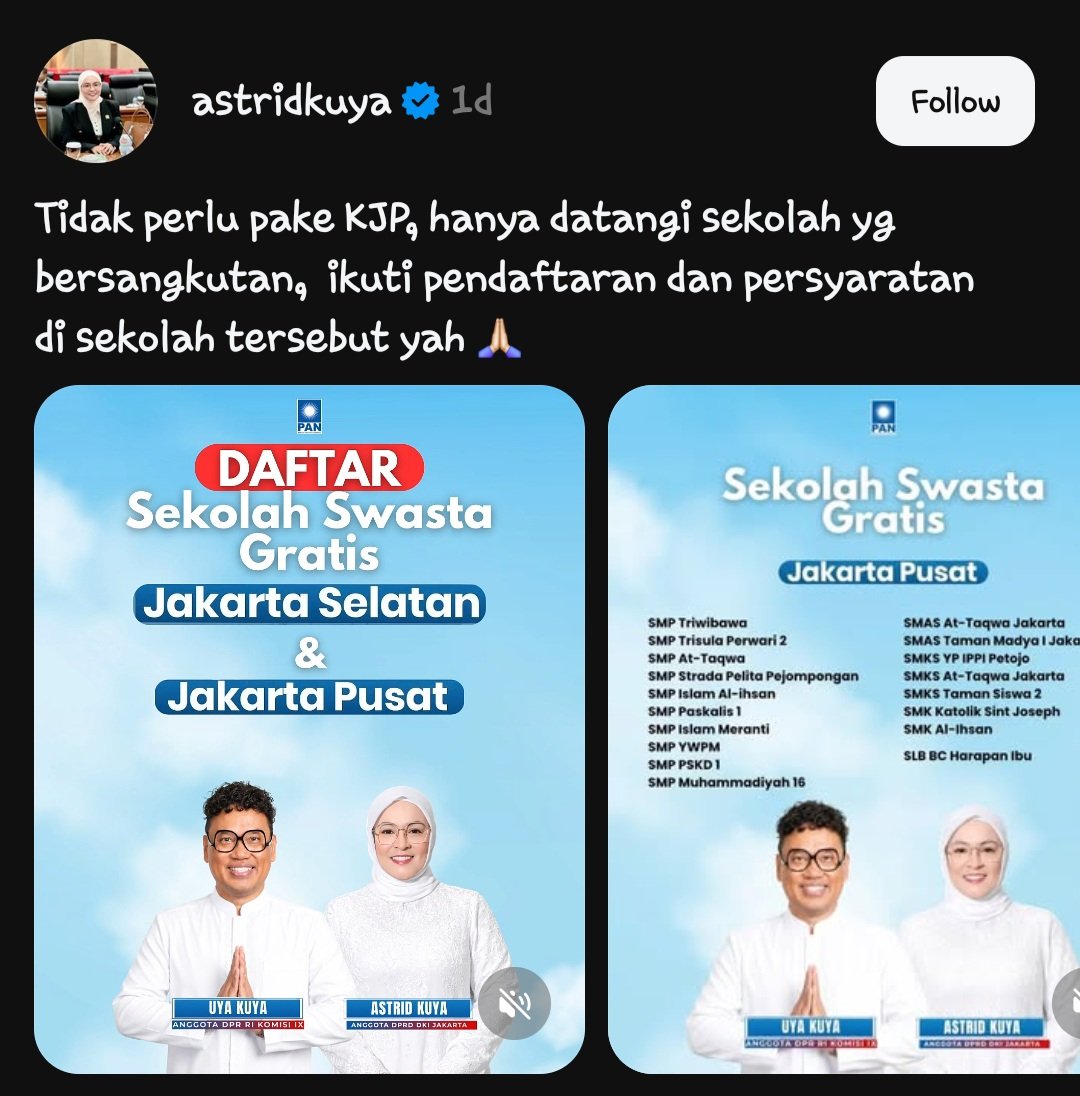 tb_siswadi's tweet photo. Kocak program Pemprov DKI tapi pake foto pribadi gini maksudnya sekolah dibayarin Pemprov tapi uang jajan dibayarin si kuyakuya kah 😭

Malu kata gw mah 🫵🫵 https://t.co/EUPJZfo8Lf