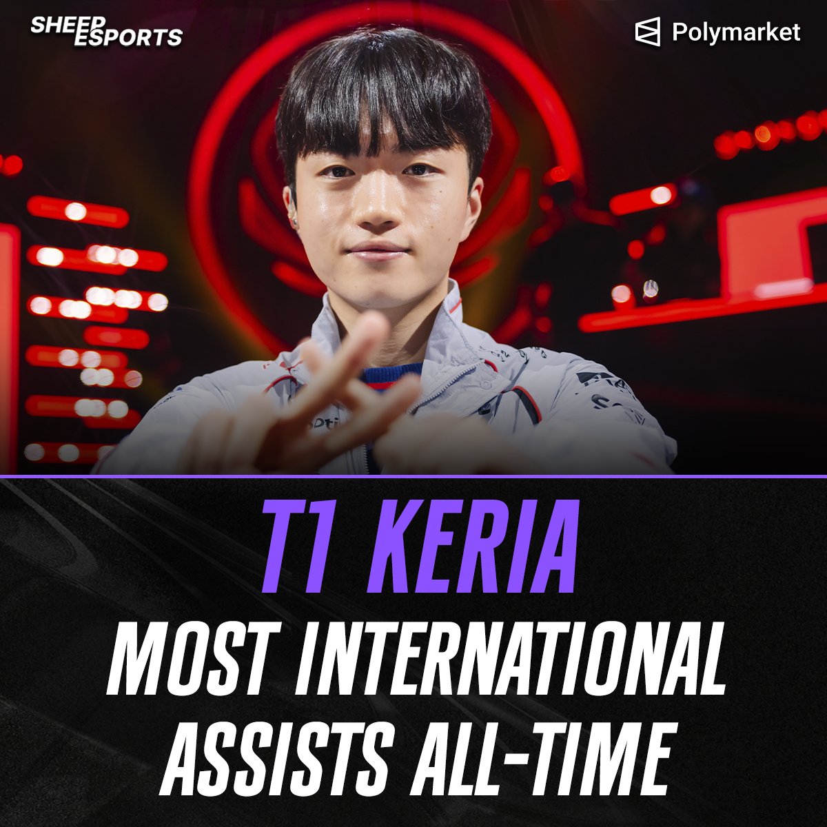 Sheep_Esports's tweet photo. [RECORD] T1 Keria 🇰🇷 surpasses Faker 🇰🇷 for the most international assists of all time!

🥇 Keria — 1898
🥈 Faker — 1896 https://t.co/RDwp36Fqsw