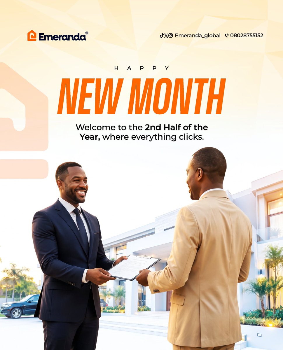 Emeranda_Global's tweet photo. The first half was preparation. The second half is execution.
This July, don't just make plans, make investments that appreciate.
Welcome to a new month filled with opportunities to own, build, and secure your future.
Happy New Month from Emeranda.
Where every investment clicks. https://t.co/Oz7DDW8HBC