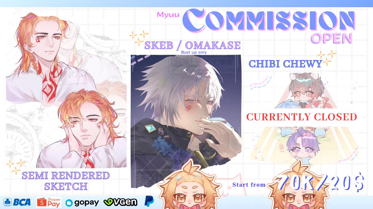Miyuelsz's tweet photo. MYU COMMISSION OPEN 🦭
(Local &amp; Vgen) 

✨️Feel free to dm if u have any questions~(⁠☆⁠▽⁠☆⁠)

Vgen link ⬇️

💞 n RTs are highly appreciated!! Thank u
#opencommission #commissionopen #Vgen #vgencomm https://t.co/Se0CD3dhAs