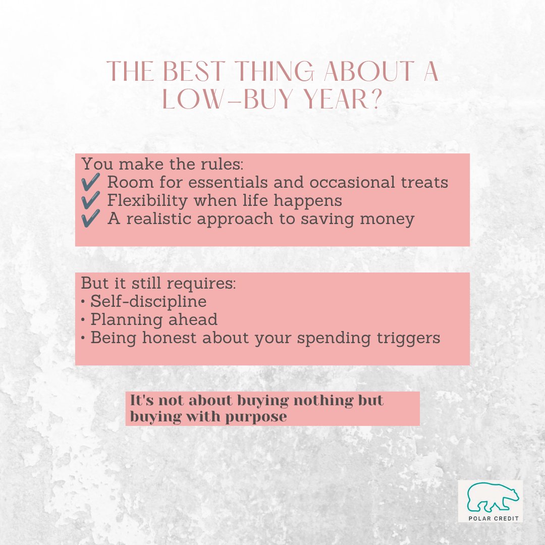 PolarCreditUK's tweet photo. The best thing about a low-buy year? #PolarCredit #LowBuyYear #FinancialPlanning https://t.co/O0jsF8Fvv5