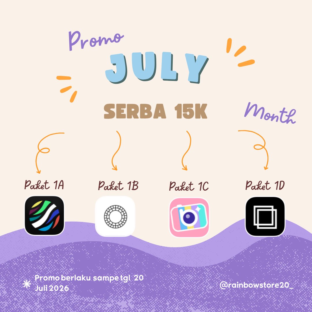 rainbowstore20's tweet photo. ✨ PROMO JULY ✨
Berlaku sampai 20 Juli 2026

💰15K qris 

Wtb wts jual mau dazz cam, dazzcam, vsco, vsco x , vsco pro, Scrl, Scrl premium , Scrl fullpack, beautyplus, beauty plus

#zonauang #zonajajan #zonabu #zonacuan https://t.co/FJlftobpGK