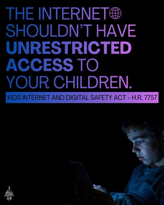 ShadowsExposed's tweet photo. The U.S. House has passed the KIDS Act.  The bill requires websites with obscene or explicit content to verify users’ ages, creates nationwide online child safety standards enforced by the FTC, and gives parents more tools to manage what their children can do online. https://t.co/0jTrvVxdjL