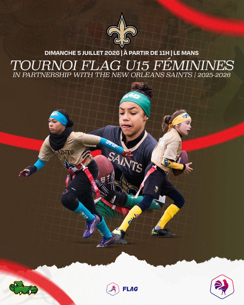 FFFA_officiel's tweet photo. RDV ce dimanche pour le tournoi U15 féminin de flag organisé en partenariat avec les @SaintsEnFrance ⚜️🏟️

Ce tournoi verra 6 équipes 100% féminines s'affronteront pour un spot exceptionnel... la représentation de la France à Londres lors d'un NFL Game 🤩 https://t.co/XtSGc6O52S