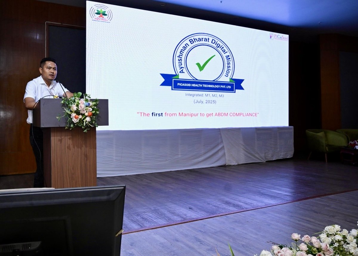 RojenTweet's tweet photo. Had the opportunity to showcase @PiCaSoidID healthcare software solutions &amp; the impact it has delivered to the industry during the launch of ABDM - Model District (Imphal West), led by Dr. Sunil Kumar Barnwal, CEO, NHA.

#Picasoid #ABDMMANIPUR #ABDMModelDistricts  #ABHA #HFR #HPR https://t.co/AJa0FV6L92