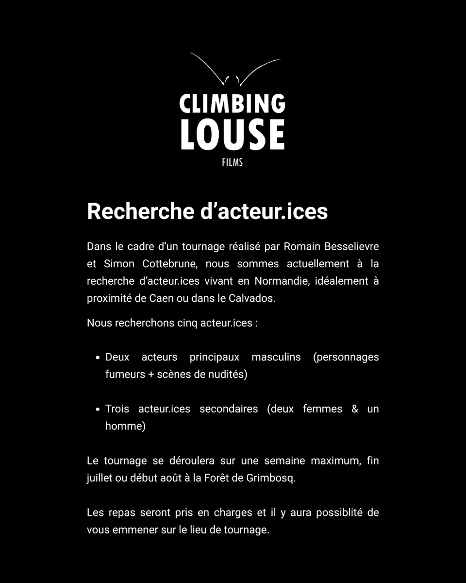 climbinglouse's tweet photo. 🚨 RECHERCHE D'ACTEUR.ICES 🚨

N'hésitez pas à nous laisser un commentaire ci-dessous ou à nous contacter en message privé ! 🤗

🙋🏻‍♂️ Romain &amp; Simon https://t.co/gNvJSiUW21