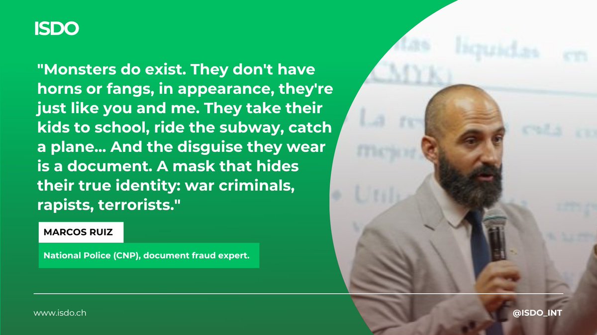 ISDO_INT's tweet photo. "The only thing hiding a war criminal, a rapist, a terrorist... is a piece of paper."
Marcos Ruiz, National Police document fraud expert
🔗 https://t.co/4z0ZOrwloC (Interview in Spanish)
#DocumentFraud #Security