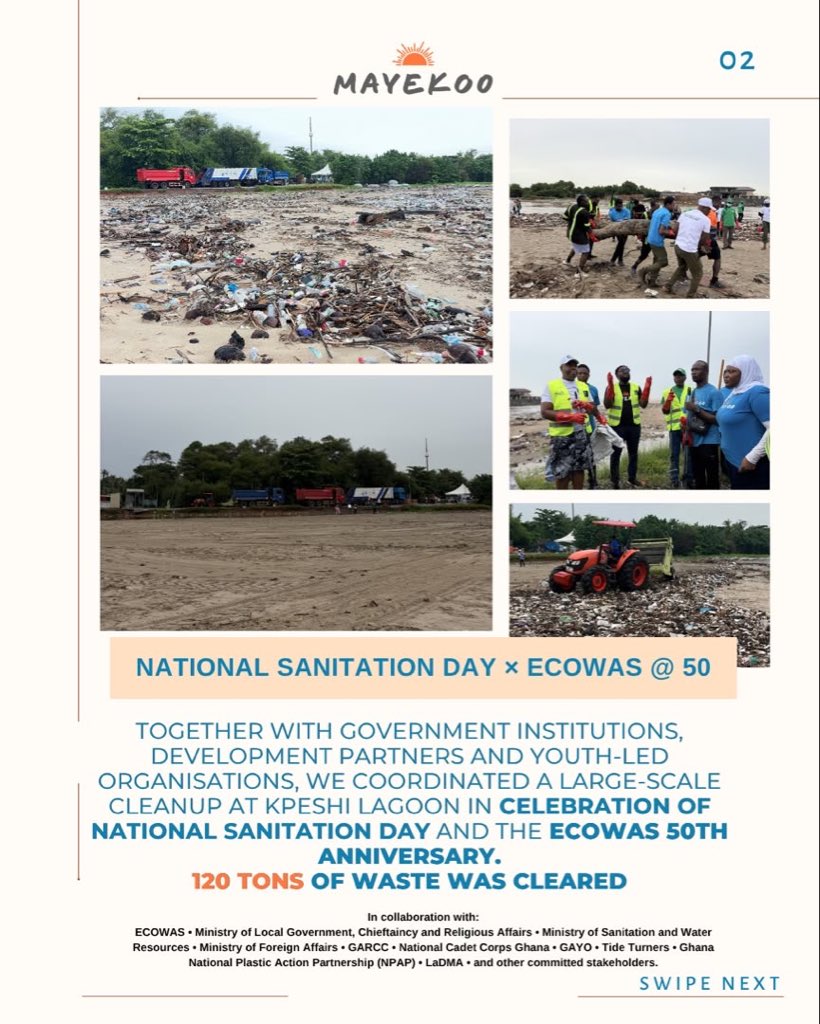 Mayekoo_Impact's tweet photo. June in numbers:
• 130.2 tonnes of waste cleared,50 trees planted,4 literacy sessions, 25 students supported,3 writing boards repaired  and 3 cupboards donated
• Phase II launched and 7+ partners
Thank you to every volunteer, partner, and supporter making this impact possible. https://t.co/TGqd7ot76J
