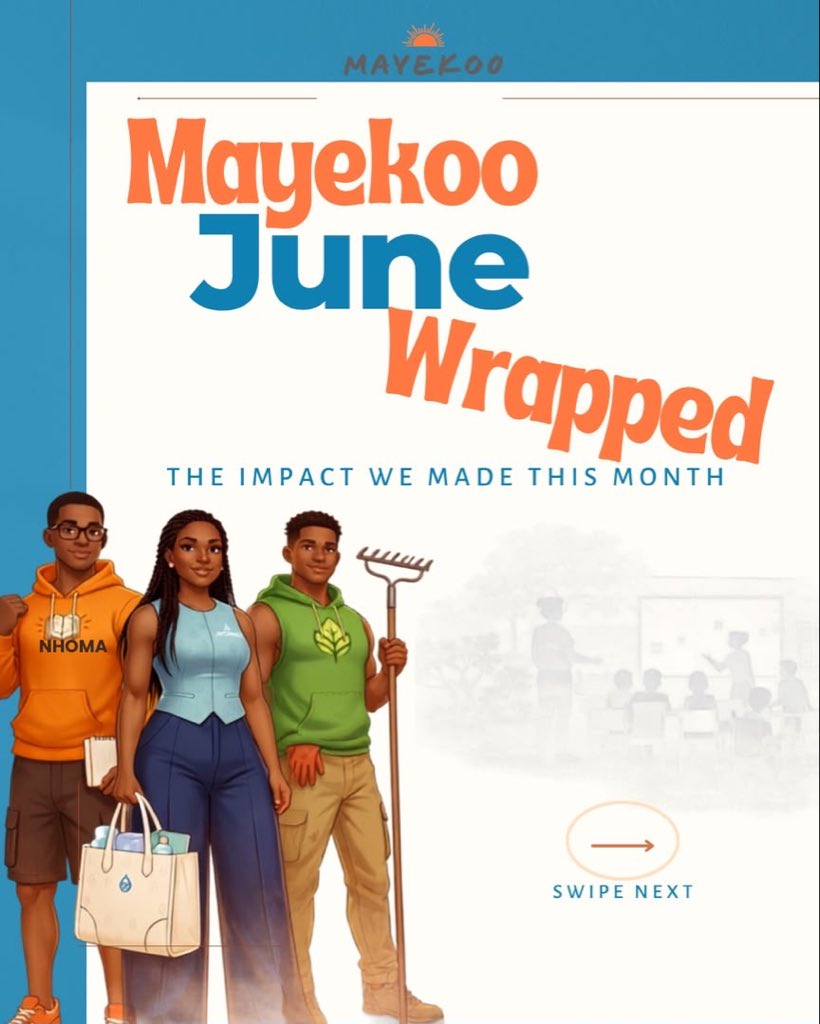 Mayekoo_Impact's tweet photo. June in numbers:
• 130.2 tonnes of waste cleared,50 trees planted,4 literacy sessions, 25 students supported,3 writing boards repaired  and 3 cupboards donated
• Phase II launched and 7+ partners
Thank you to every volunteer, partner, and supporter making this impact possible. https://t.co/TGqd7ot76J