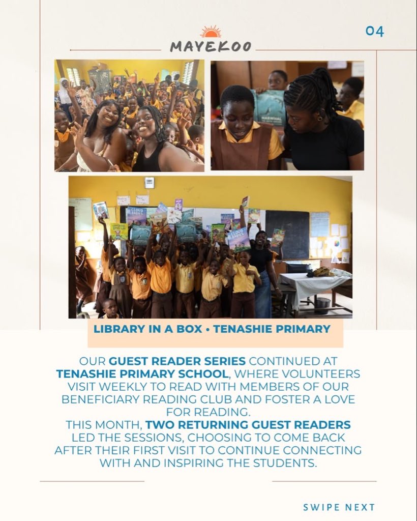 Mayekoo_Impact's tweet photo. June in numbers:
• 130.2 tonnes of waste cleared,50 trees planted,4 literacy sessions, 25 students supported,3 writing boards repaired  and 3 cupboards donated
• Phase II launched and 7+ partners
Thank you to every volunteer, partner, and supporter making this impact possible. https://t.co/TGqd7ot76J
