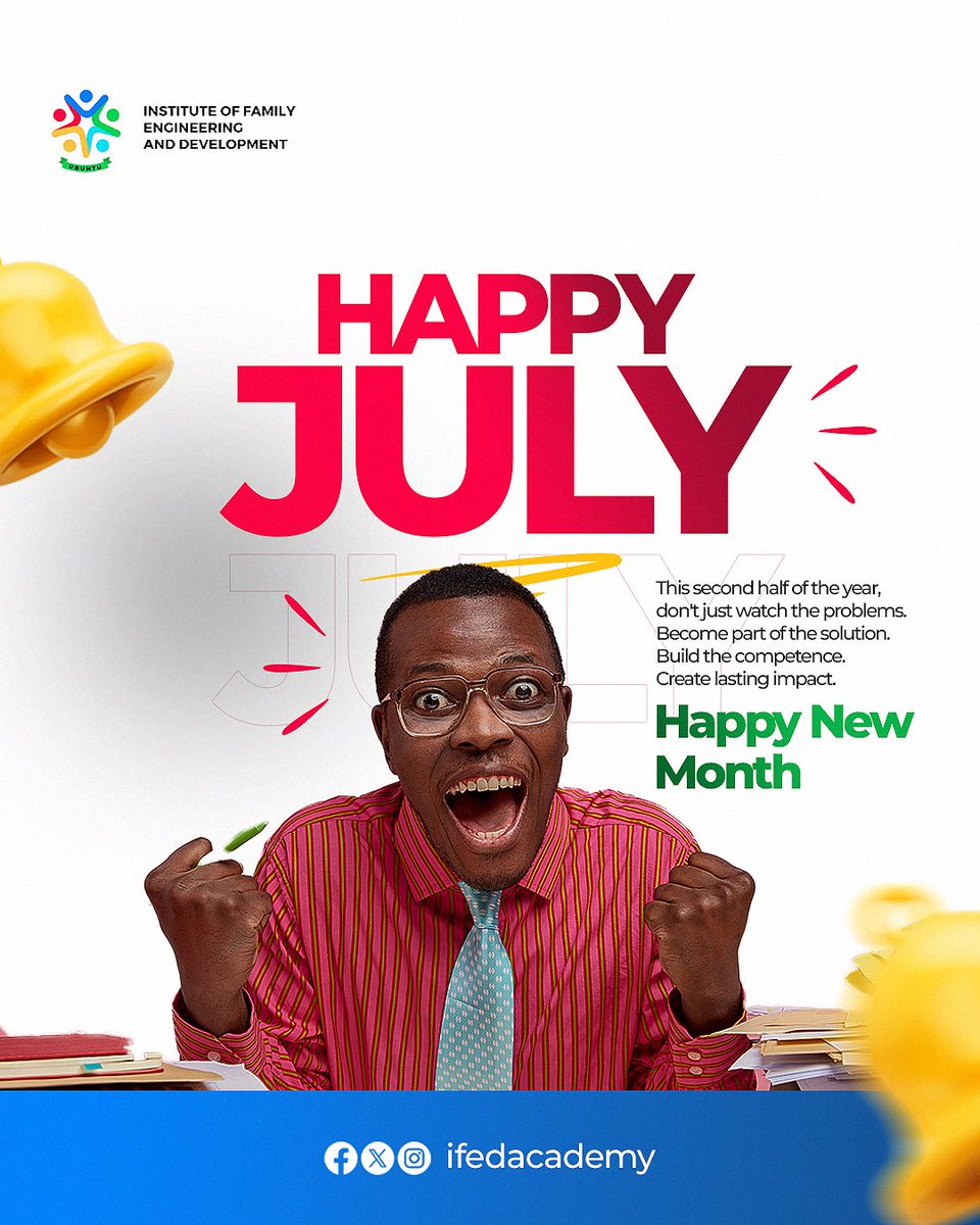 IFEDacademy's tweet photo. It’s a New Month! 🎉
July is another opportunity to grow, learn and become part of the solution.
Don't just watch the problems. Build the competence. Create lasting impact.
Here's to a productive and purpose-filled July!💪
#HelloJuly #HappyNewMonth #IFEDAcademy #CreateImpact https://t.co/vGCmeM2td0